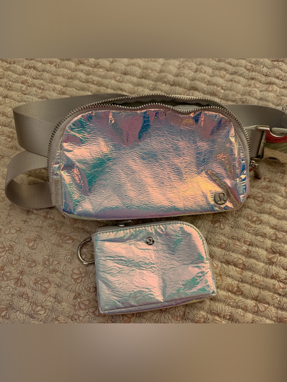 Lululemon Iridescent Pink Holographic Crossbody Bag with Card Holder